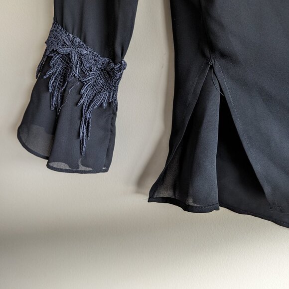 Vintage Black Blouse with Button Detail - Picture 5 of 7